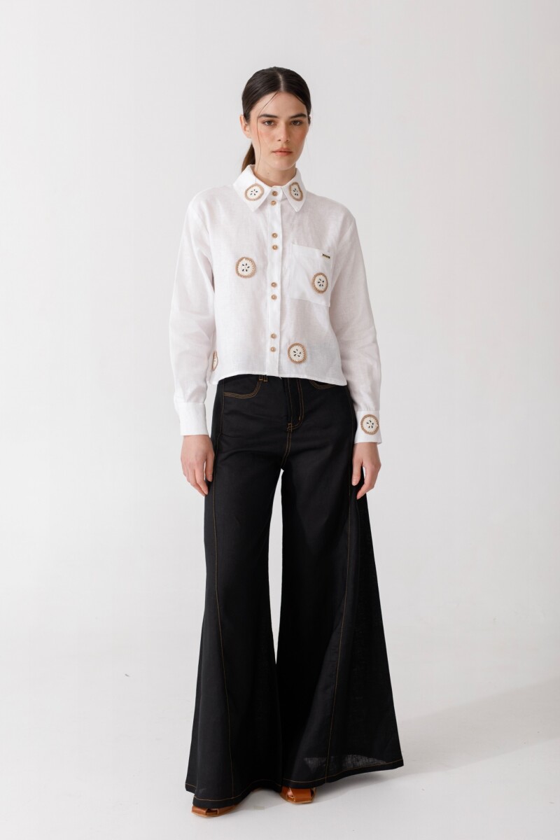 PANTALON WIDE XL LINEN SS27 Negro