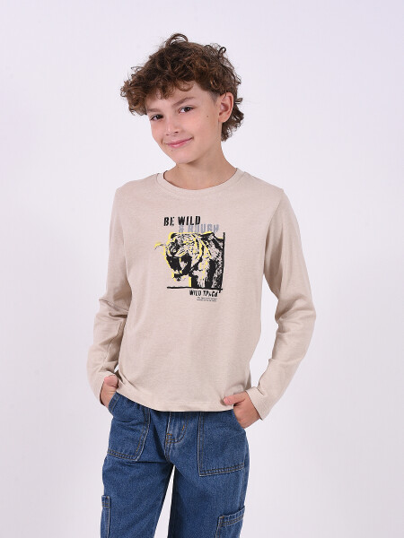 REMERA WILD TRACK BEIGE CLARO