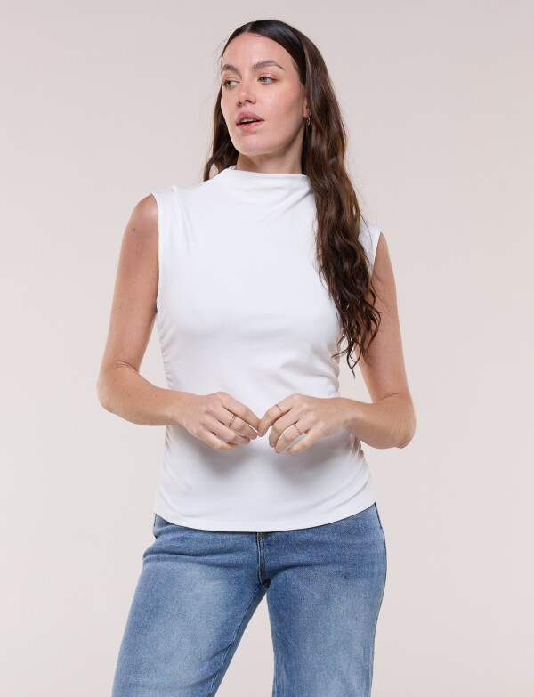 Musculosa Mock Neck & Frunces Laterales CRUDO