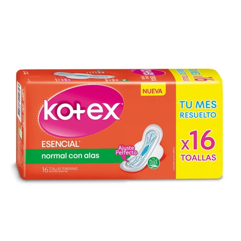Toallita Femenina Kotex Esencial 16 Un. Toallita Femenina Kotex Esencial 16 Un.
