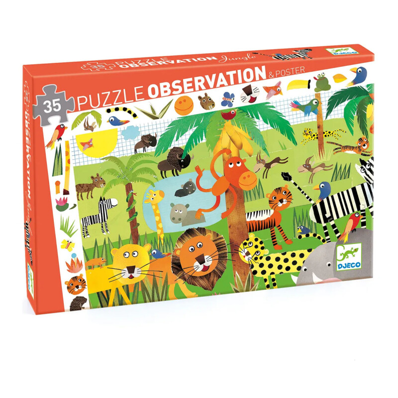 Puzzle de observación 35 piezas Jungla Djeco Puzzle de observación 35 piezas Jungla Djeco
