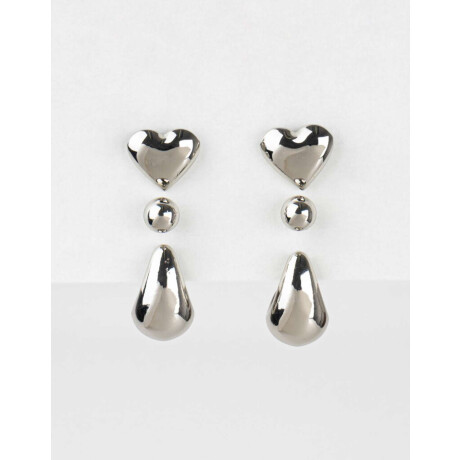 Set De Aros Gota Bubble Plateado