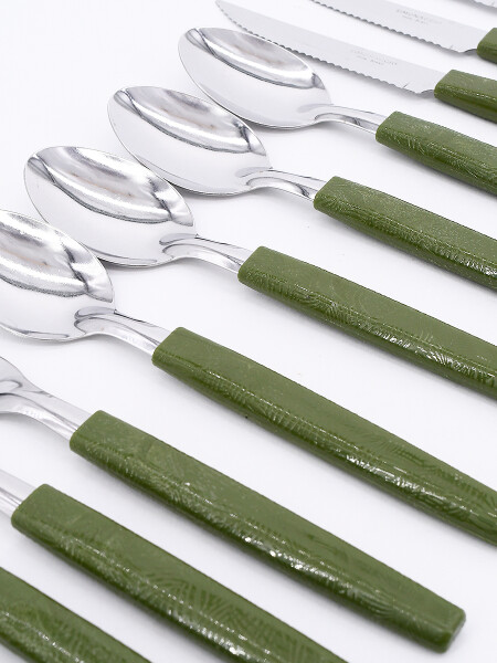 CUBIERTOS BOTANICAL ROJO VERDE