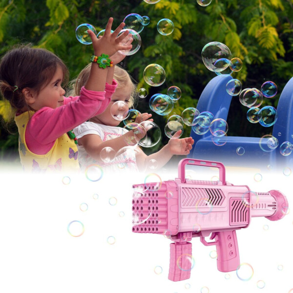 Ametralladora Bazooka Burbujero Pistola De Burbujas Infantil Variante Color Rosa