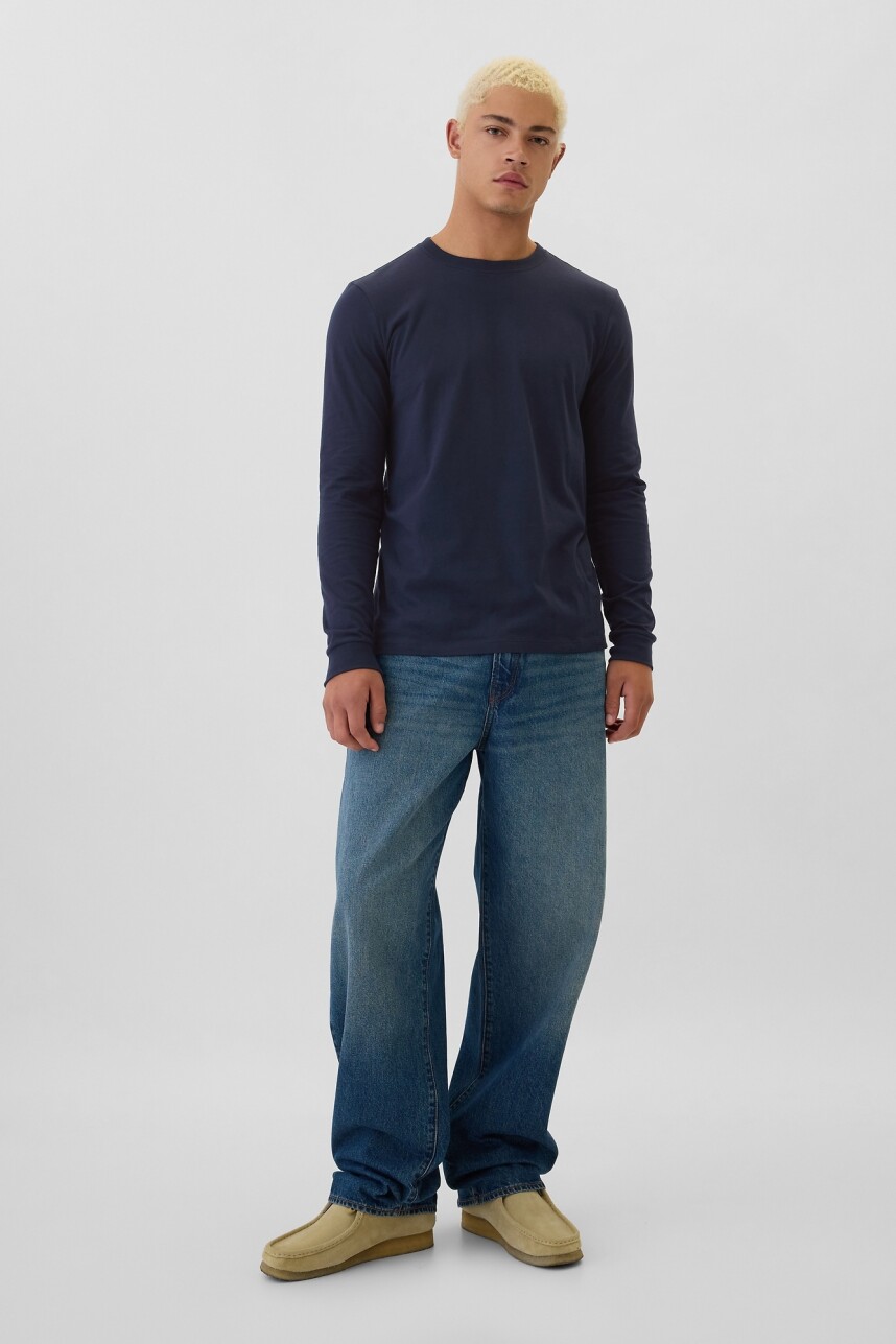 Remera Basica Cuello Redondo Manga Larga Hombre Tapestry Navy