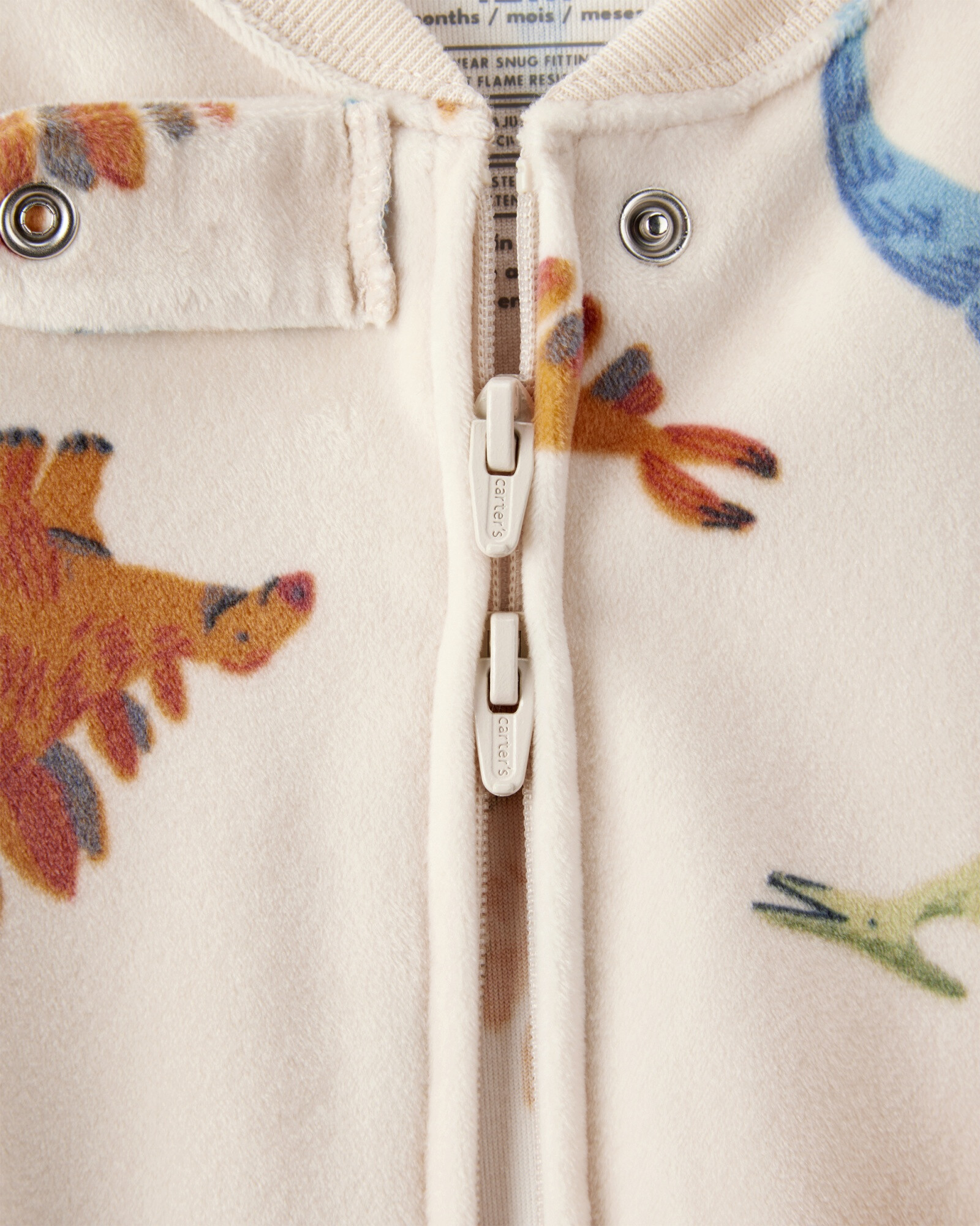 Pijama una pieza de micropolar, con pie, diseño dinos Sin color