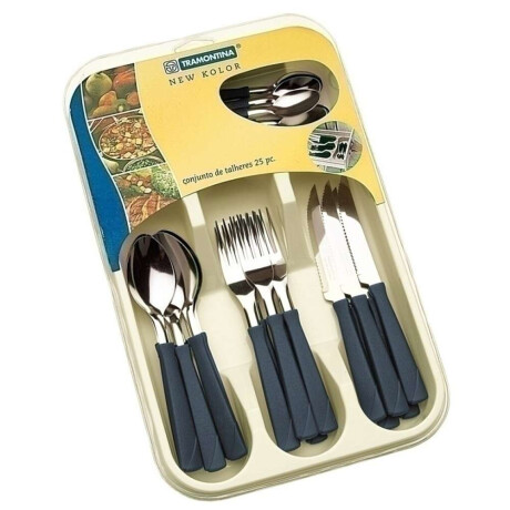 Juego De Cubiertos Color Azul, Modelo New Kolor, Tramontina 25 Piezas