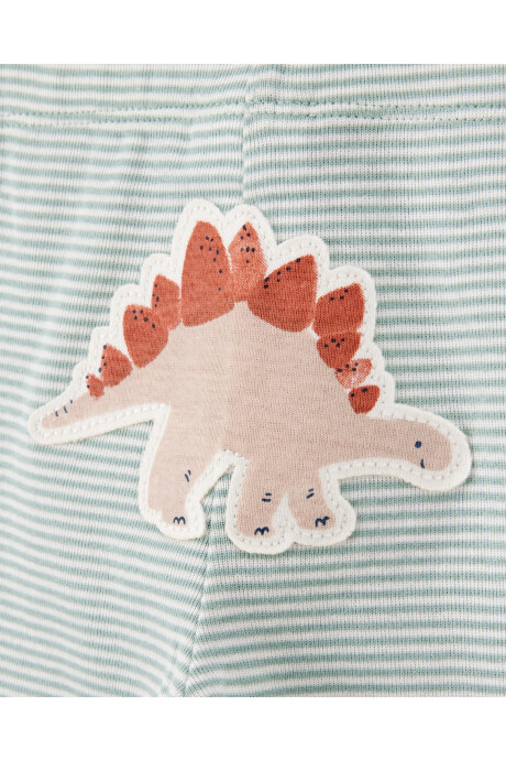 Set tres piezas de algodón, pantalón y dos bodies, diseño dinos Sin color