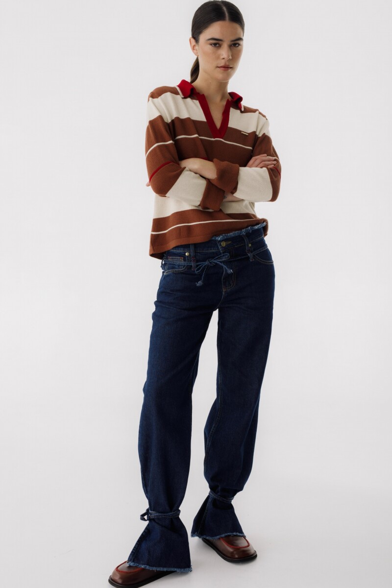 Jean Straight Belt Azul Oscuro
