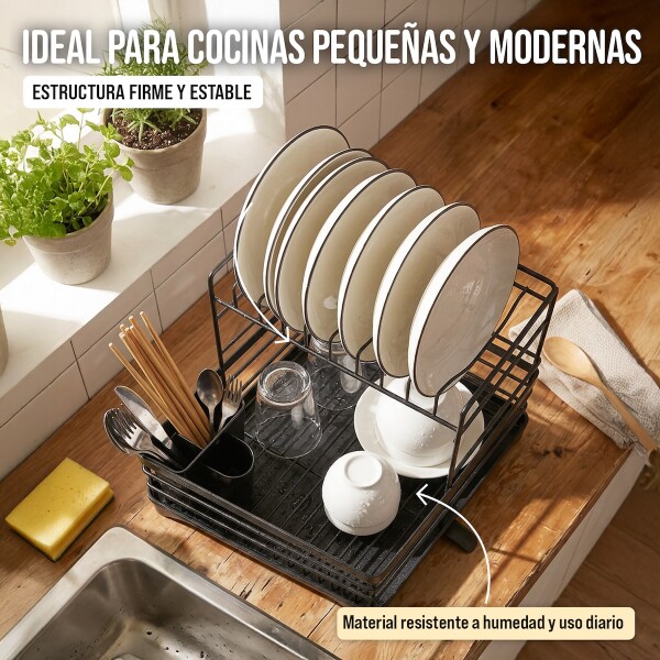 Escurridor de Platos de Cocina Escurreplatos de 2 Niveles Desmontable Color Negro Escurridor de Platos de Cocina Escurreplatos de 2 Niveles Desmontable Color Negro