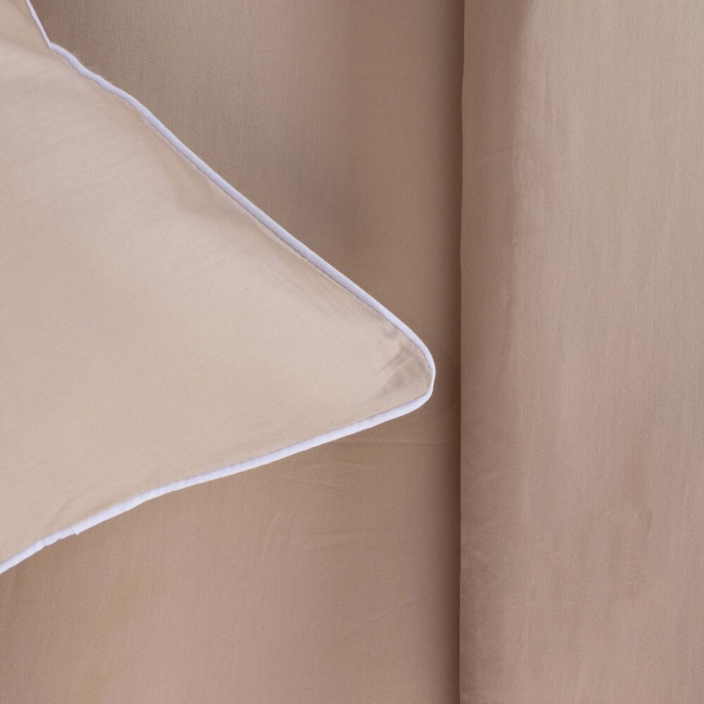 JGO SÁBANAS FESTÓN BLANCO 2 PLAZAS ALGODON NATURAL-BEIGE 300 HILOS ARENA