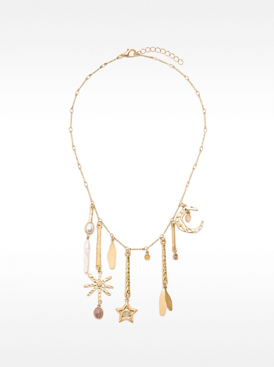 Collar Con Colgantes Y Piedras - multicolor 