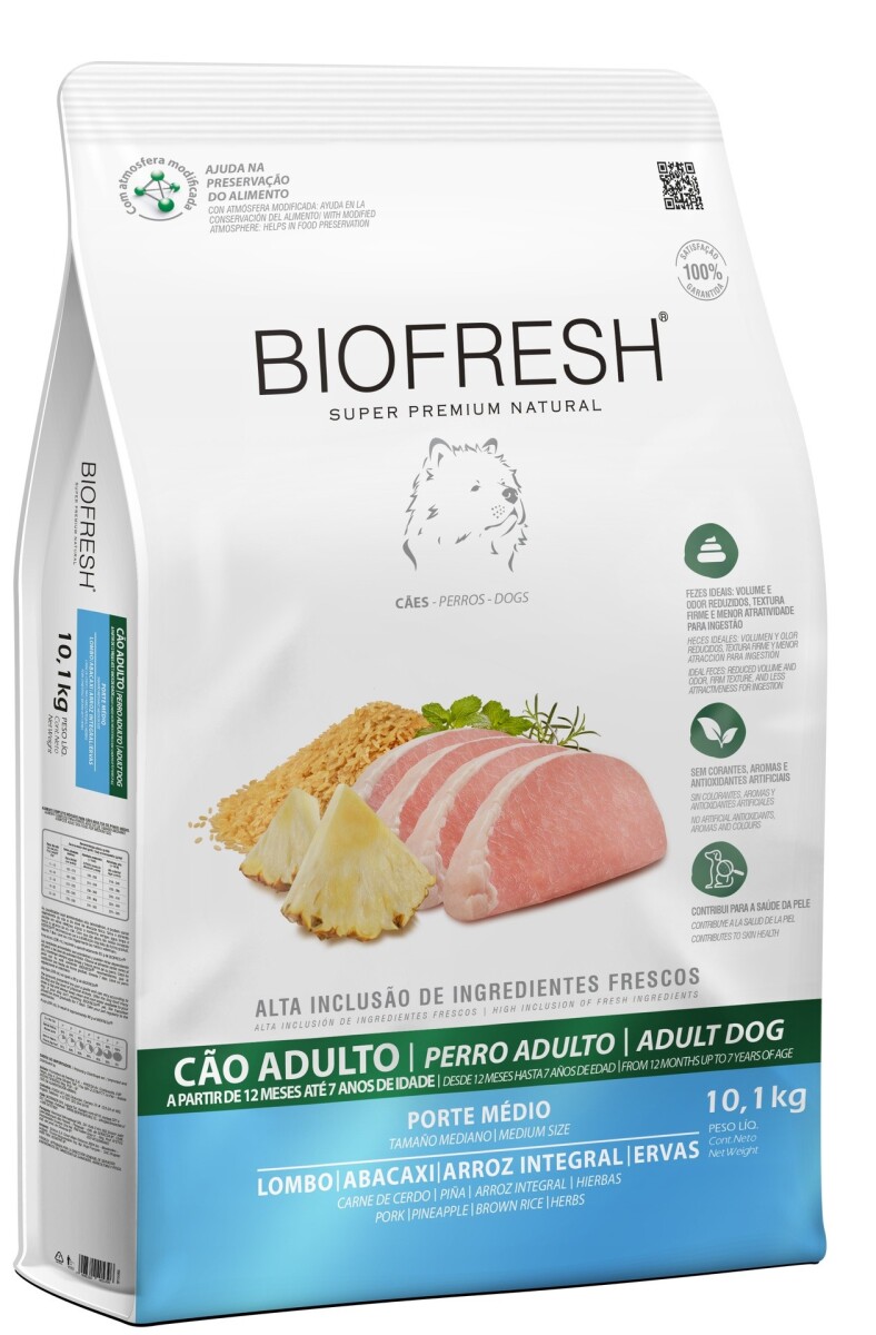ALIMENTO PERROS BIOFRESH RAZAS MEDIAS CERDO Y ANANÁ 10,1KG 