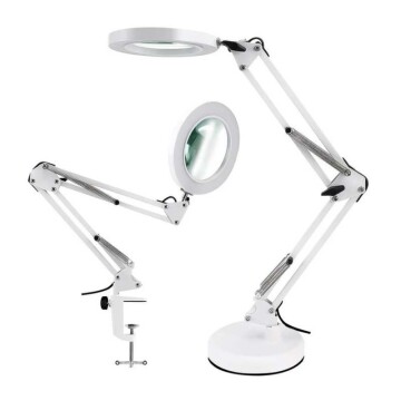 Lampara Aro Luz Led Lupa Aumento 2 En 1 Escritorio Y Morsa Color Variante Blanco