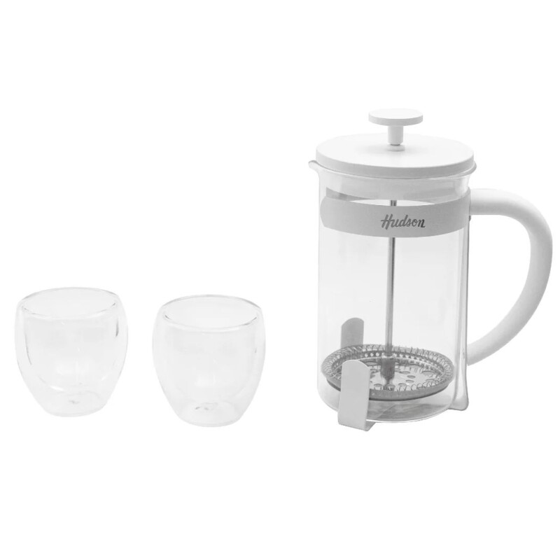 SET CAFETERA FRANCESA BLANCA + 2 VASOS DOBLE PARED SET CAFETERA FRANCESA BLANCA + 2 VASOS DOBLE PARED