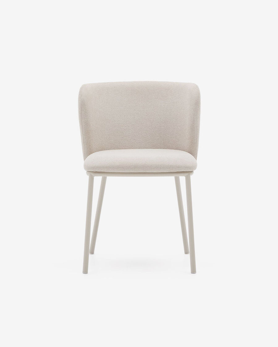 Silla Ciselia de chenilla beige y acero beige FSC Mix Credit Silla Ciselia de chenilla beige y acero beige FSC Mix Credit