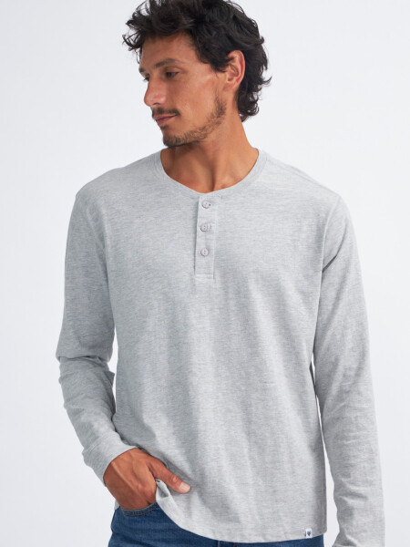 Remera manga larga con botones Gris Claro Melange