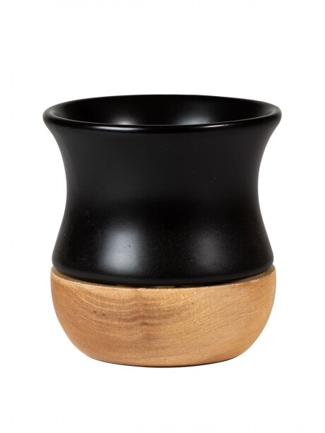 Mate Cerámica base Madera Negro