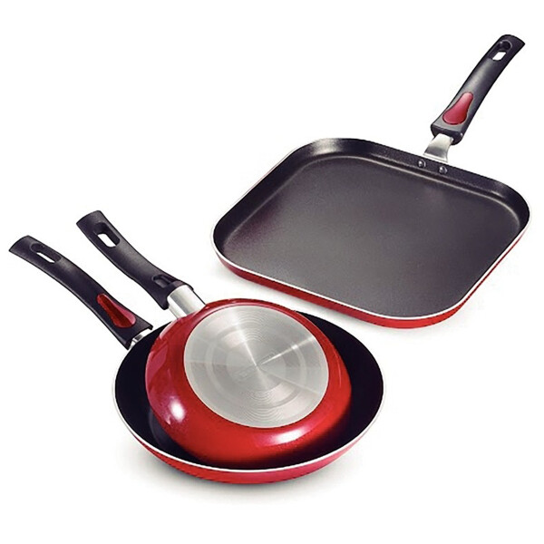 JUEGO 2 SARTENES ROJOS TRAMONTINA ROCH 20 Y 24CM CON BIFERA JUEGO 2 SARTENES ROJOS TRAMONTINA ROCH 20 Y 24CM CON BIFERA