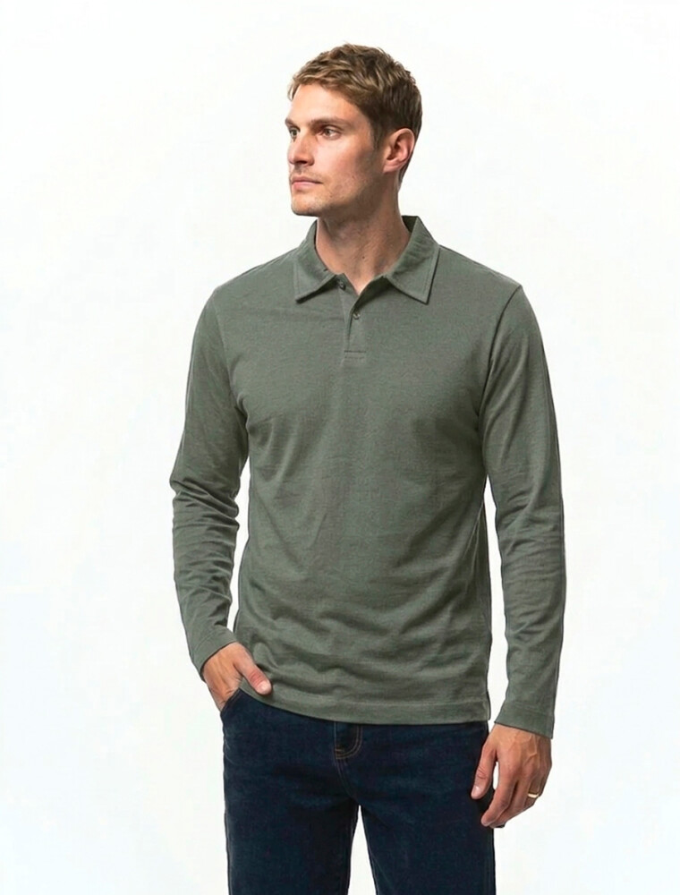 Remera Manga Larga Polo Bruselas Kaki