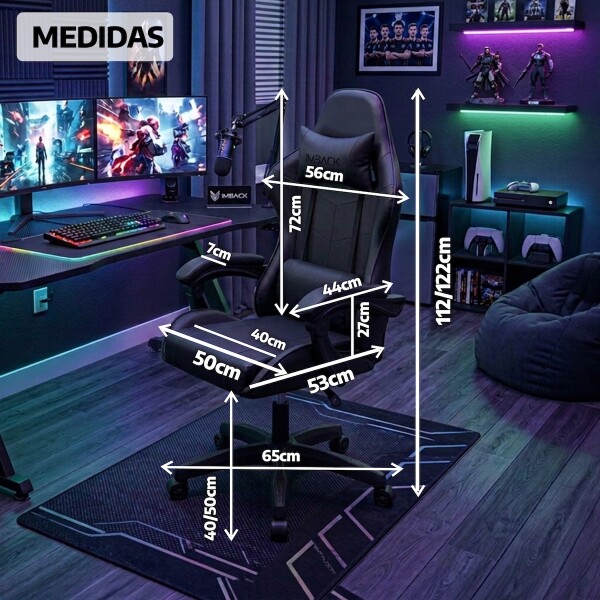 Silla Gamer Ergonomica Escritorio Reclinable Soporta 200kg Imback Negro Silla Gamer Ergonomica Escritorio Reclinable Soporta 200kg Imback Negro