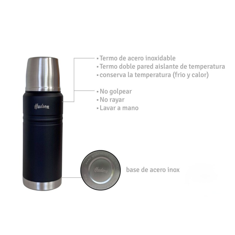 TER75 Termo De Ac. Inox. Doble Pared 750 Ml Hudson - Negro