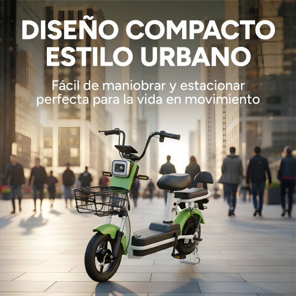 Moto Electrica Gogreen Style 350W Autonom. 25Km 30KM/H Rod10 Variante Color Verde