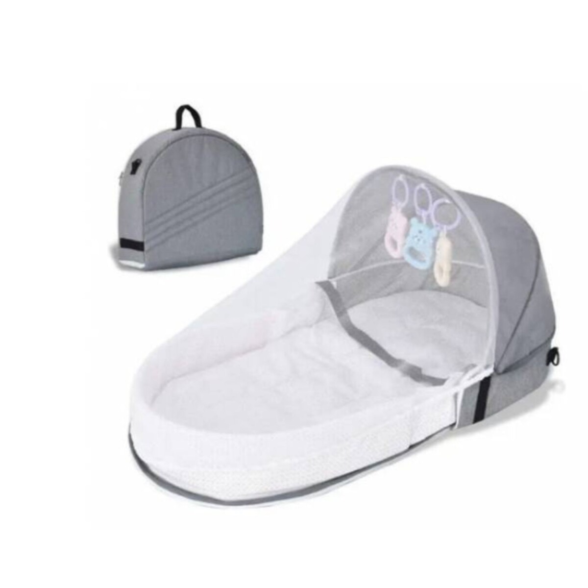 Cuna Nido Portátil con Mosquitera – Color Gris - GRIS 