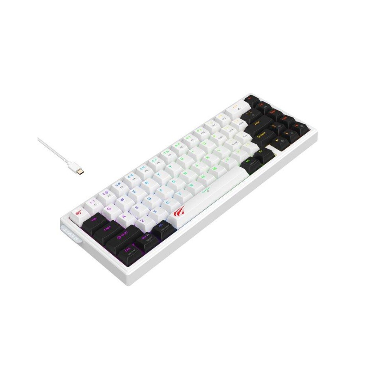 TECLADO GAMER HAVIT KB900L BLANCO Y NEGRO RGB PERSONALIZABLE 