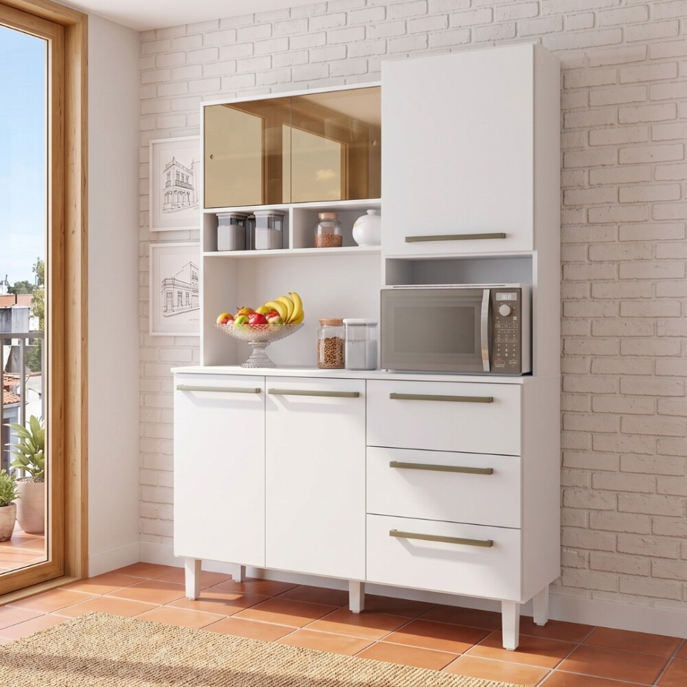 Kit Absoluto de Cocina - 5 puertas 3 cajones Blanco/Cinamomo