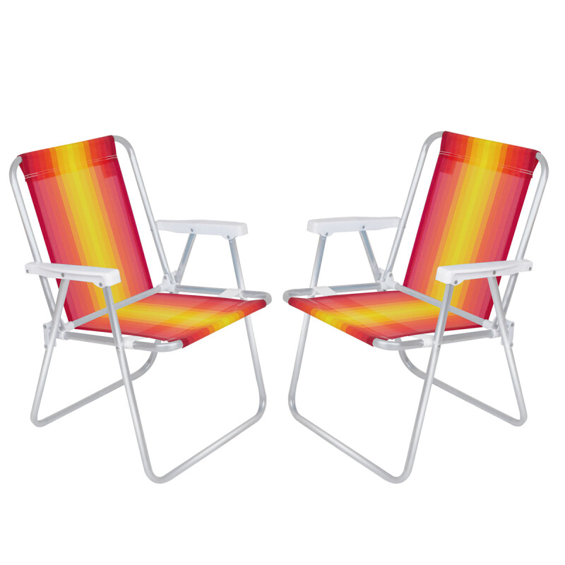 Silla Alta Aluminio Clásica A Rayas NARANJA