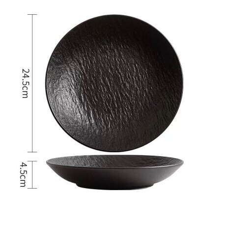 Plato Cerámica Negra - Línea Black Stone – Ø24.5 x 4.5 cm Plato Cerámica Negra - Línea Black Stone – Ø24.5 x 4.5 cm