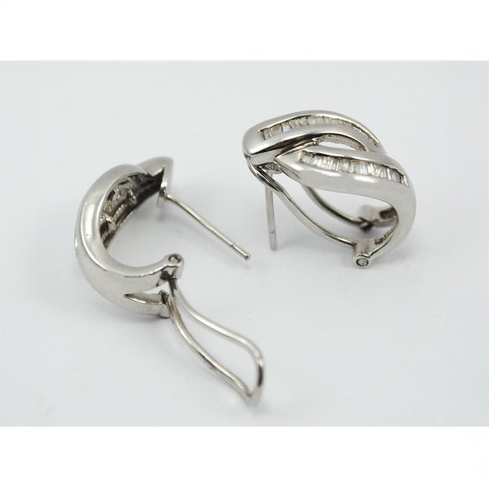 Caravanas Oro Blanco 18K Y Brillantes. Caravanas Oro Blanco 18K Y Brillantes.