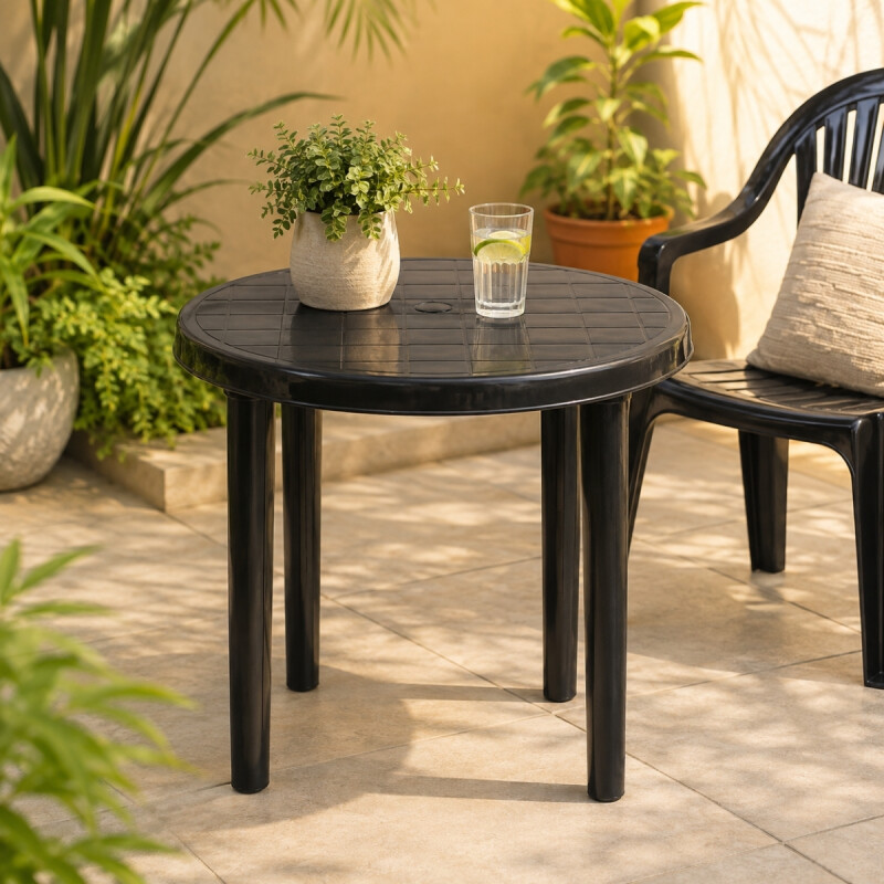 Mesa redonda con patas desmontables 95 cm NEGRO