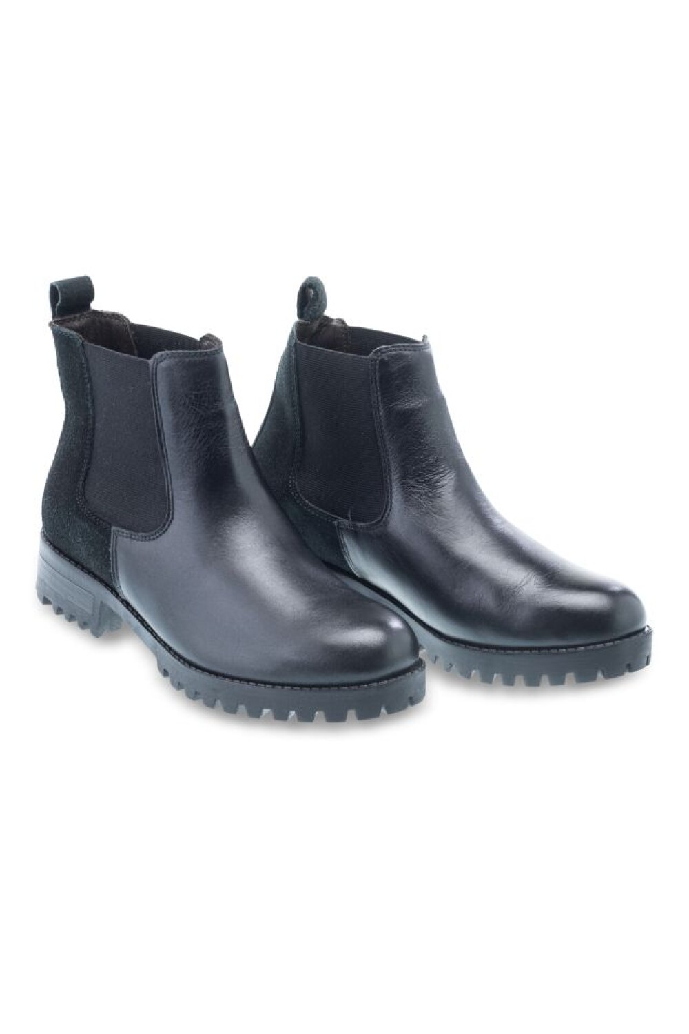 BOTA DE CUERO SIN CORDONES Negro