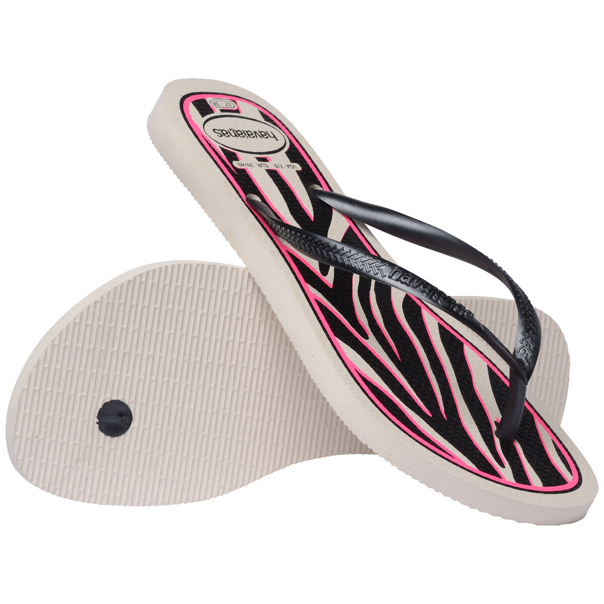 Ojota de Mujer Havaiana Slim Animals - Beige-gris Oscuro 