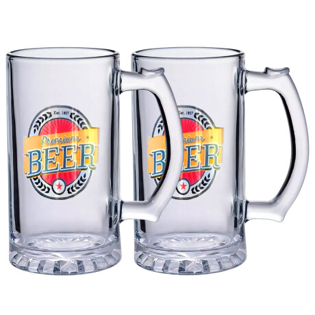 Set de 2 Jarras de Cerveza Rectas 470 ml Diseño Beer