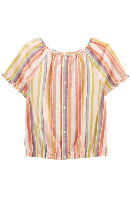 Blusa de lino diseño a rayas Sin color