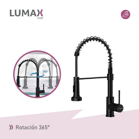 Canilla Monomando Lavaplatos Flexible Griferia Cocina Negro Mate