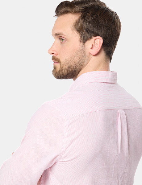 CAMISA DE LINO RAYADA Rosa
