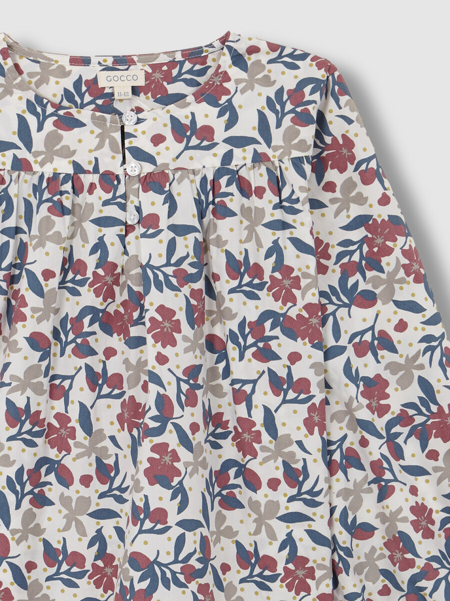 Blusa Flores Grandes Blanco Roto
