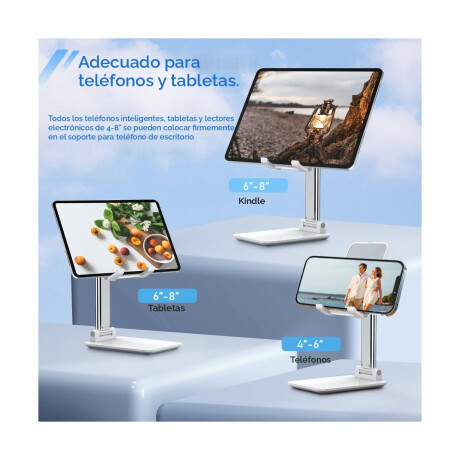 Soporte Celular Para Escritorio Ajustable 8" Blanco Soporte Celular Para Escritorio Ajustable 8" Blanco