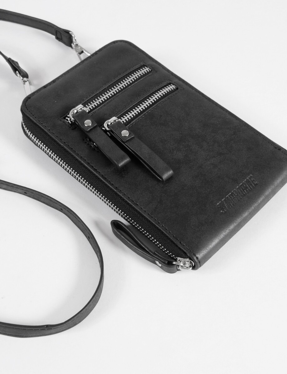 Porta celular tarjetero - negro 
