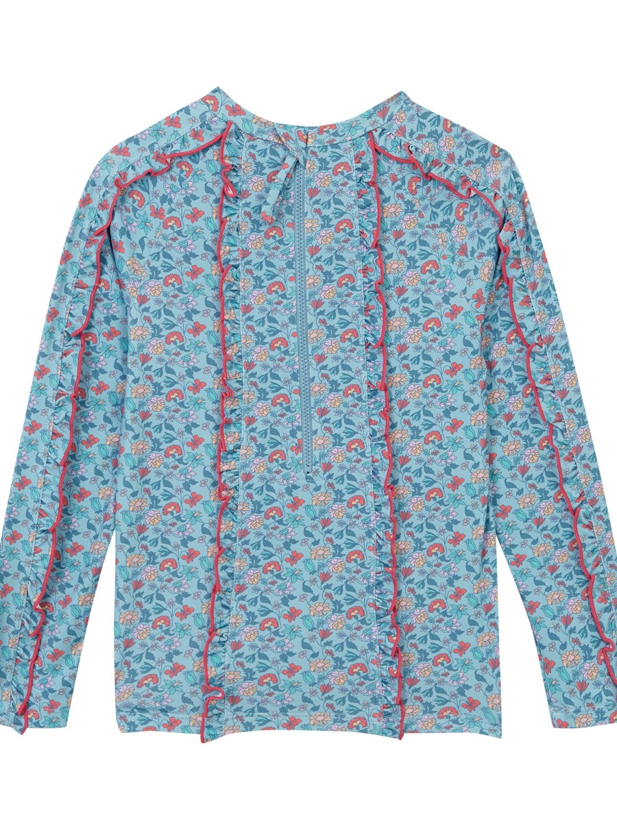 Camiseta De Baño Estampado Flores Blanco