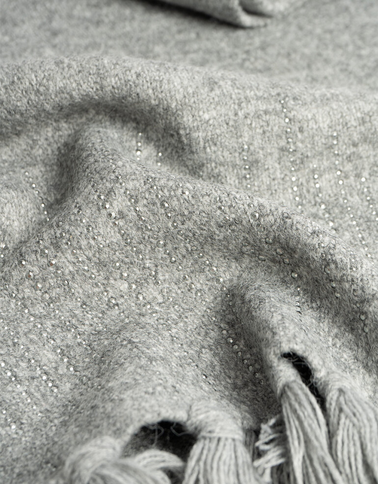 Bufandas Apliques: Hotfix/Bordado/Parches Bufanda Tejida Con Hotfixs - Gris Medio