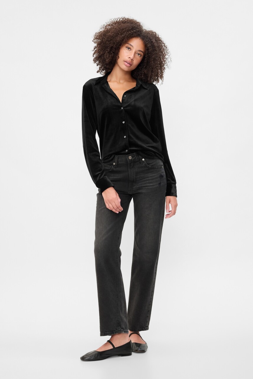 Camisa Terciopelo Mujer Black