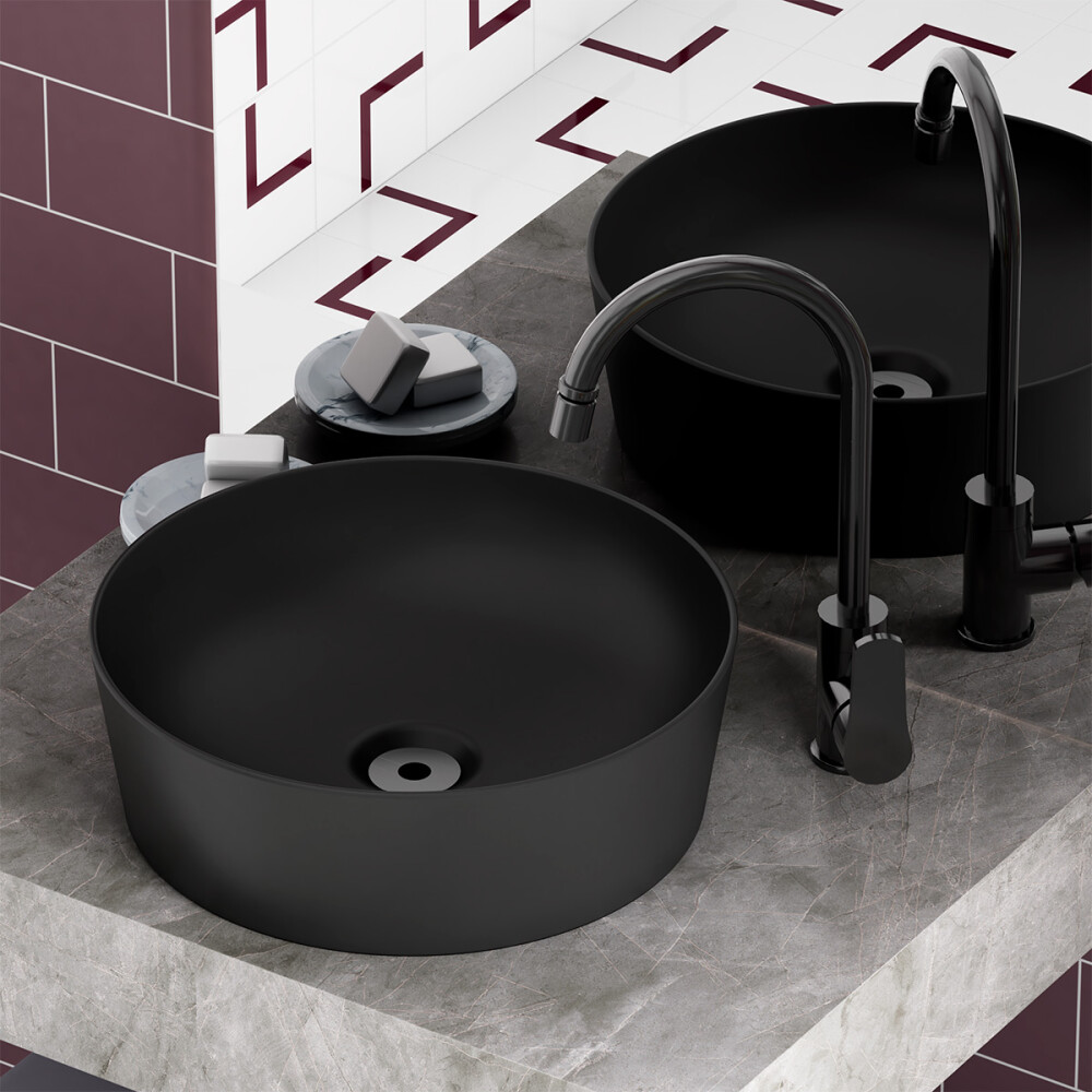 BACHA EN CERÁMICA MODELO MALTA NEGRO Bacha En Cerámica Modelo Malta Negro