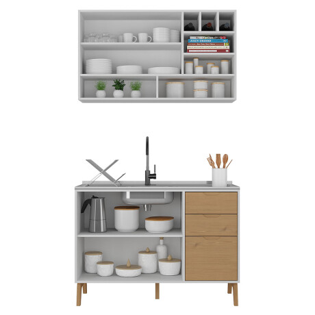 Aereo + Bajo mesada Linea Veneza Blanco/Miel