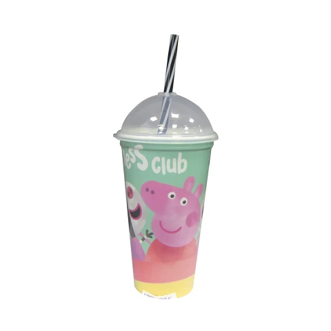 Vaso Plástico Milk Shake con Pajita Peppa Pig 500 ml U