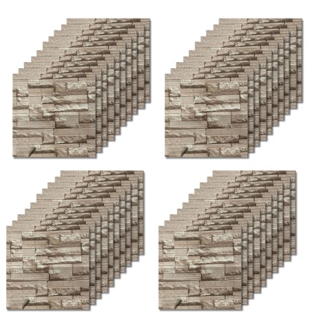 40 Placas Revestimiento Pared Autoadhesiva 70x77cm Promo X40 Piedra Oscura